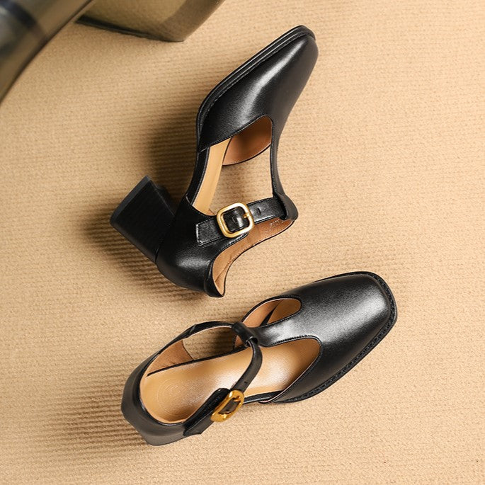 Anais | T-Strap Leather Pumps