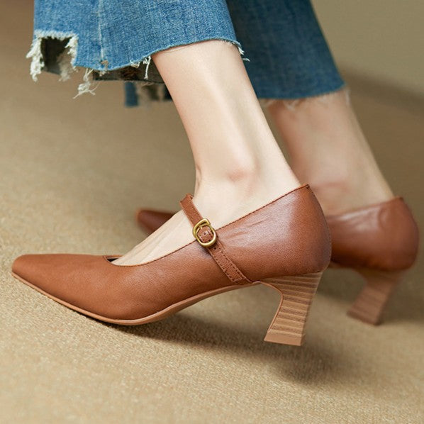 Apolline | Mary Jane Leather Pumps