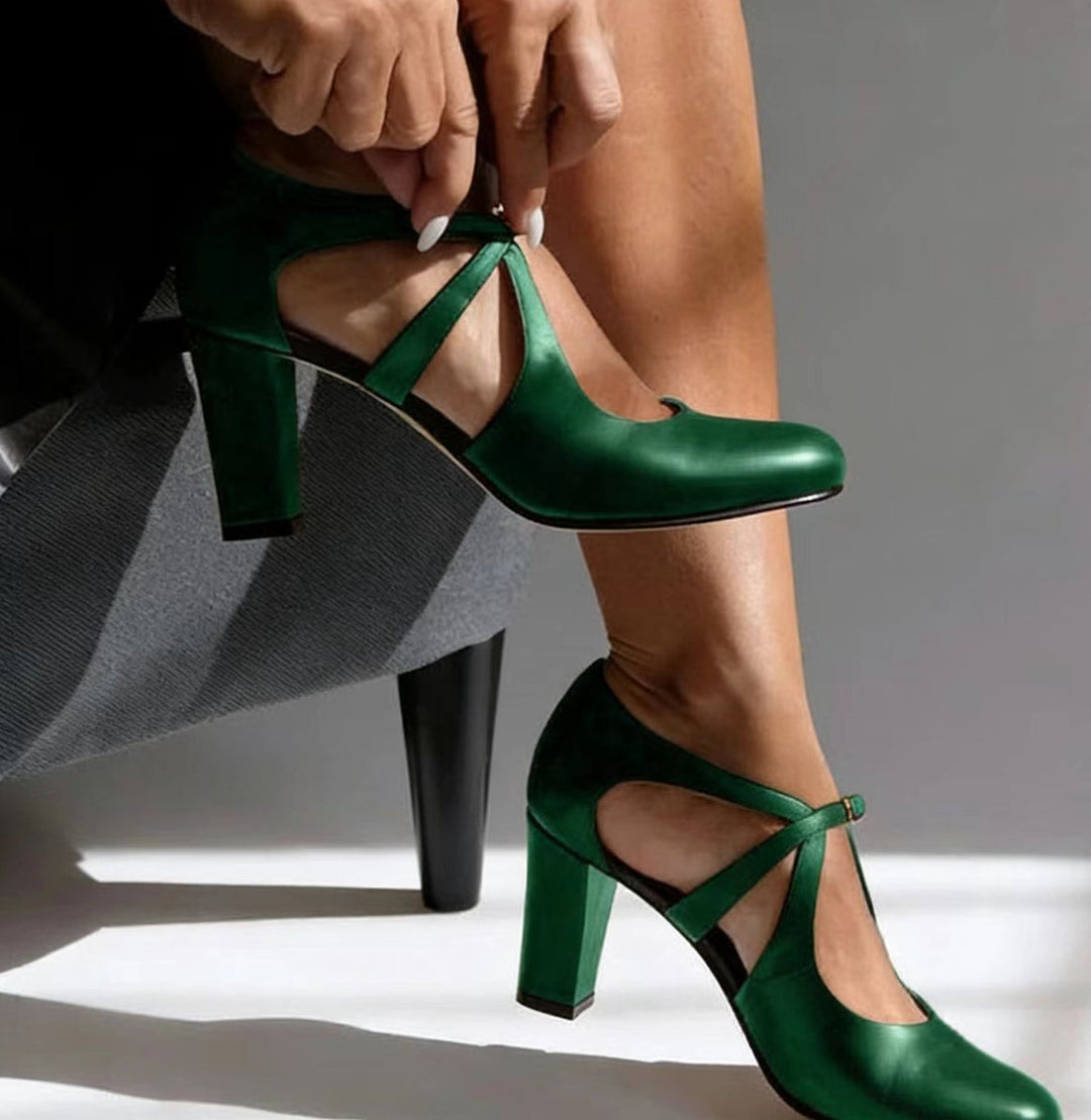 Tessa | Elegant Genuine Leather Comfort Heels