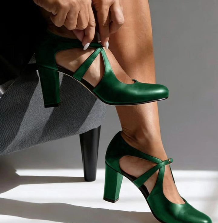 Tessa | Elegant Genuine Leather Comfort Heels