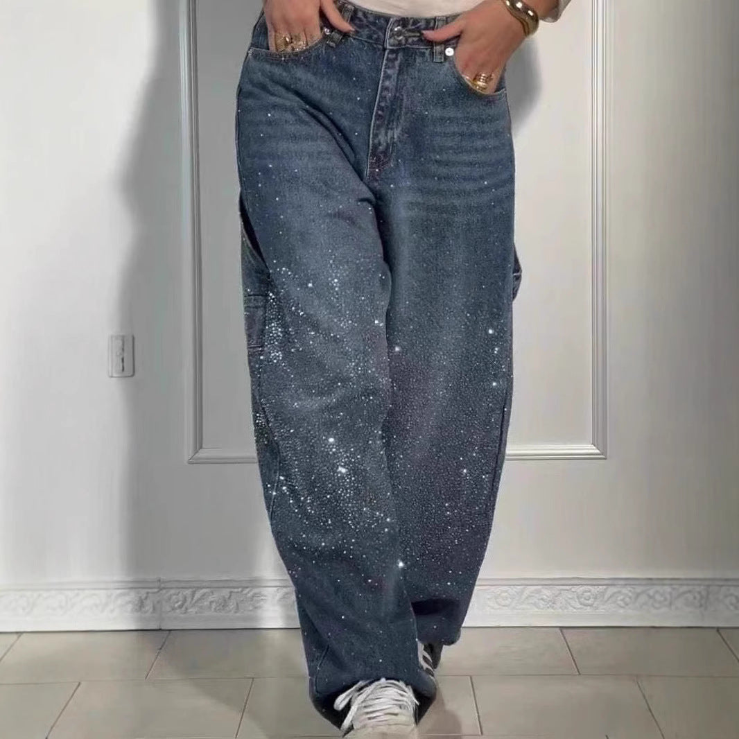 Janelle | Trendy Starry Denim Cargo Pants