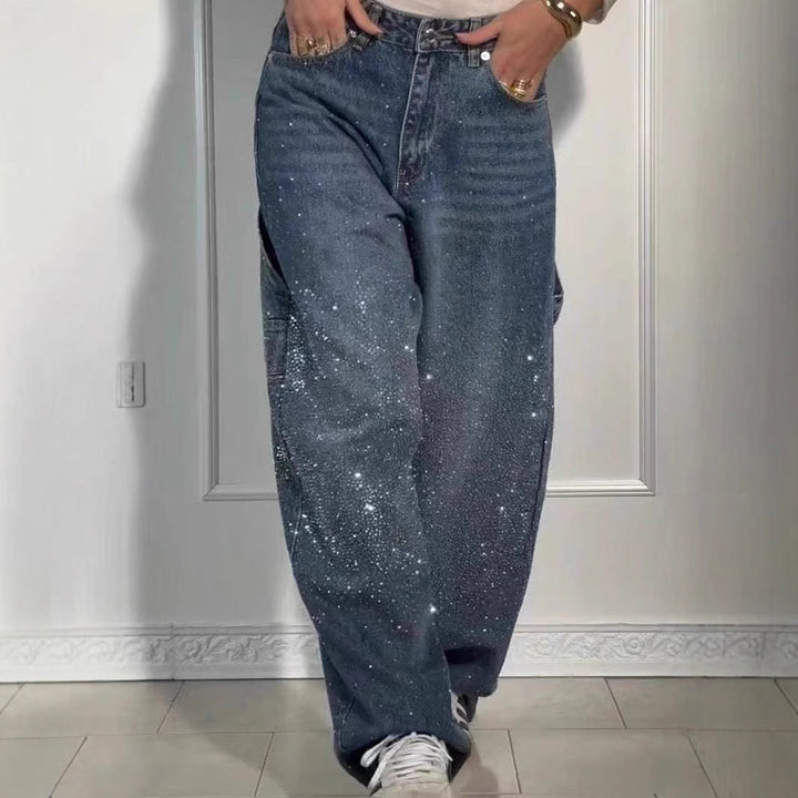 Janelle | Trendy Starry Denim Cargo Pants