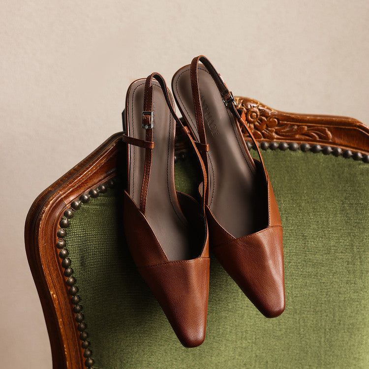Felicity | Leather Slingback Heels