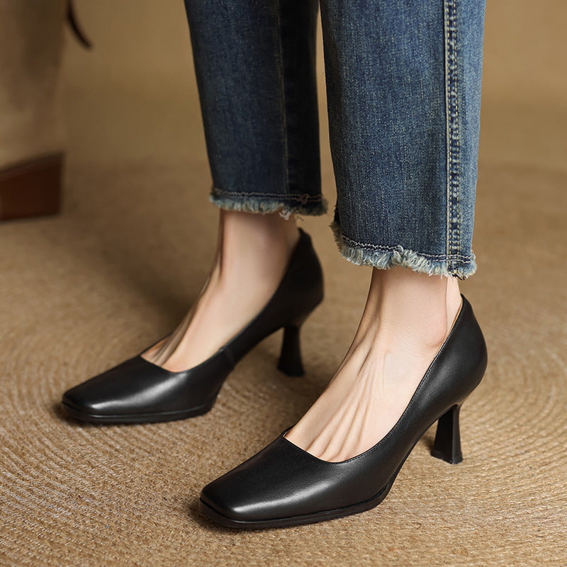 Joelle | Square Leather Pumps