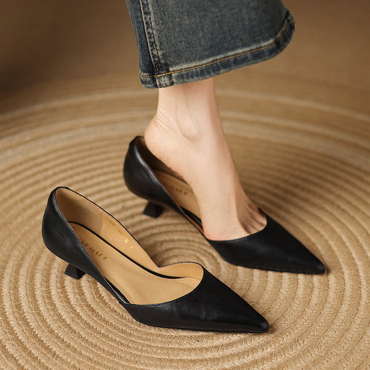 Daria | Leather Kitten Heels