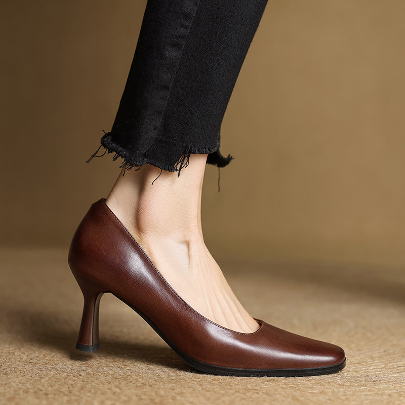 Joelle | Square Leather Pumps