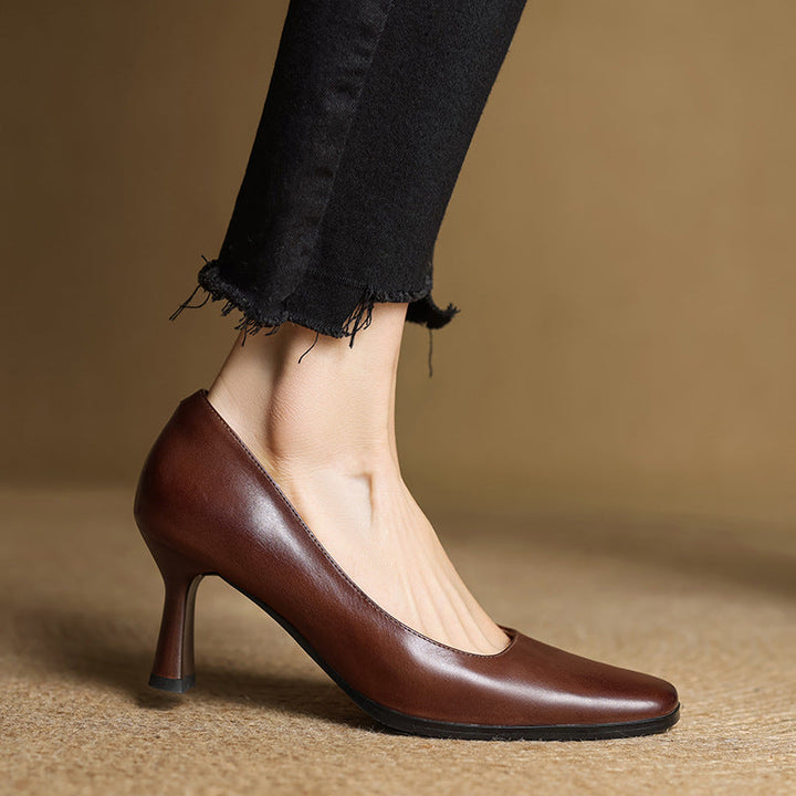 Joelle | Square Leather Pumps