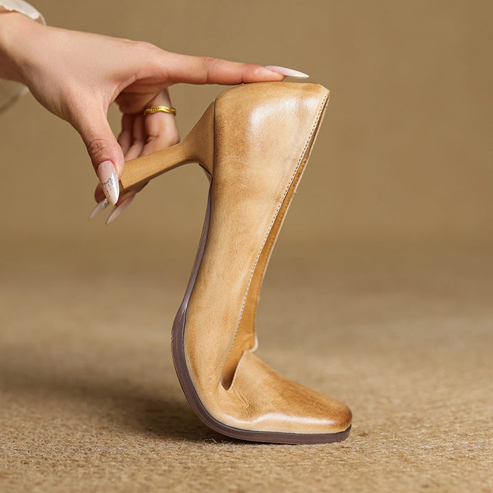 Joelle | Square Leather Pumps