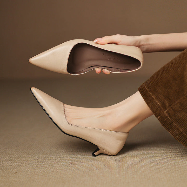 Oceane | Leather Kitten Heel Pumps