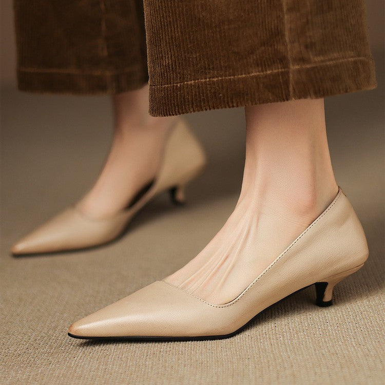 Oceane | Leather Kitten Heel Pumps