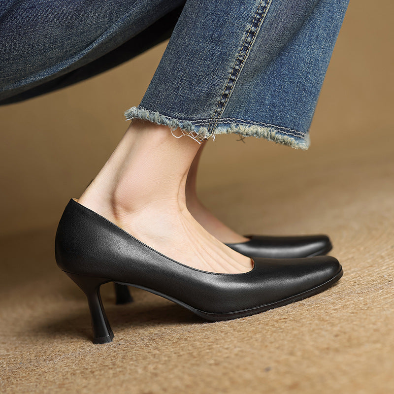 Joelle | Square Leather Pumps