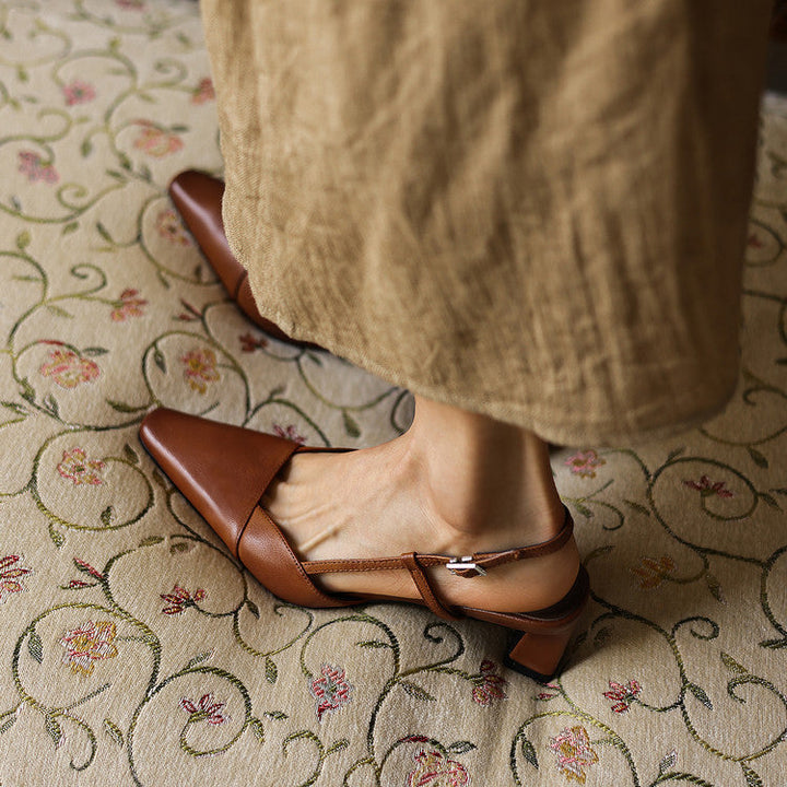 Felicity | Leather Slingback Heels