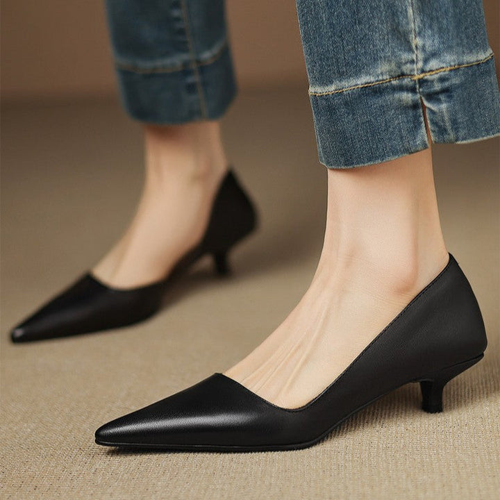 Oceane | Leather Kitten Heel Pumps