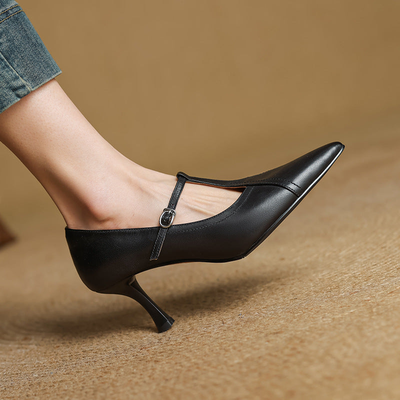 Elke | Leather T-strap Pumps