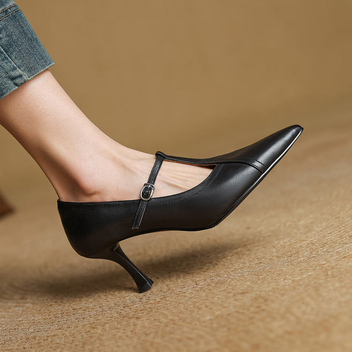 Elke | Leather T-strap Pumps