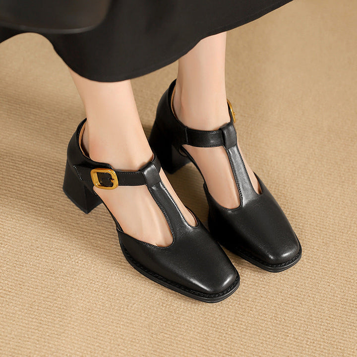 Anais | T-Strap Leather Pumps