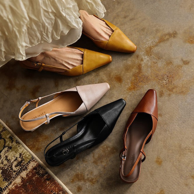 Felicity | Leather Slingback Heels