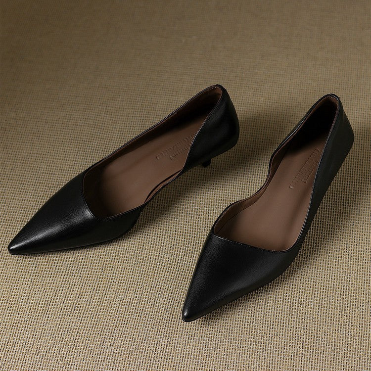 Oceane | Leather Kitten Heel Pumps
