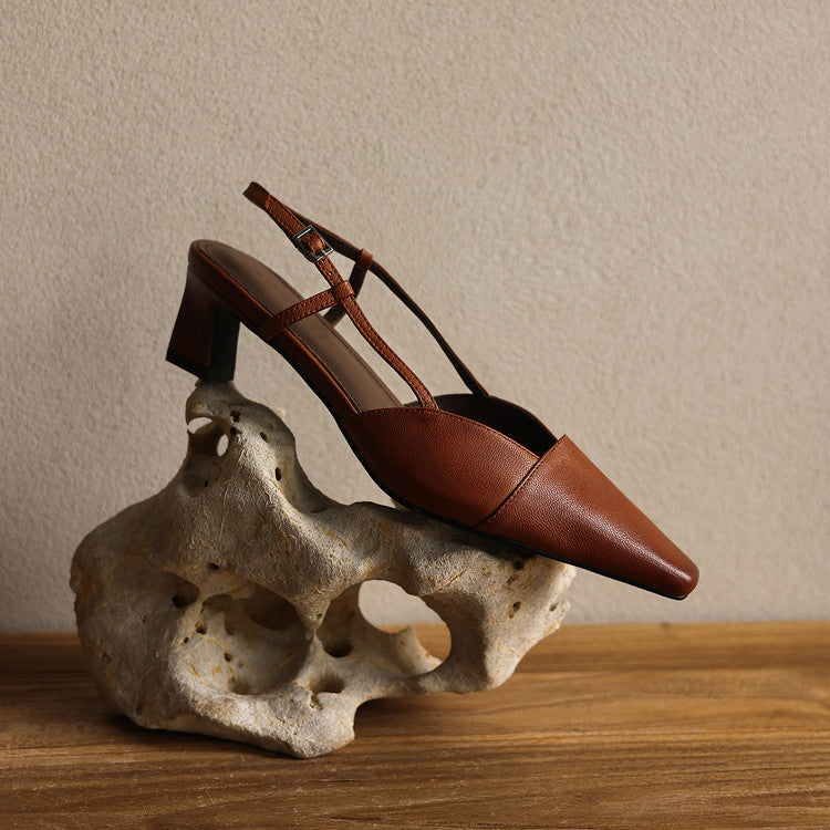 Felicity | Leather Slingback Heels