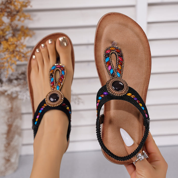 Rosalie colourful beaded sandals in Black