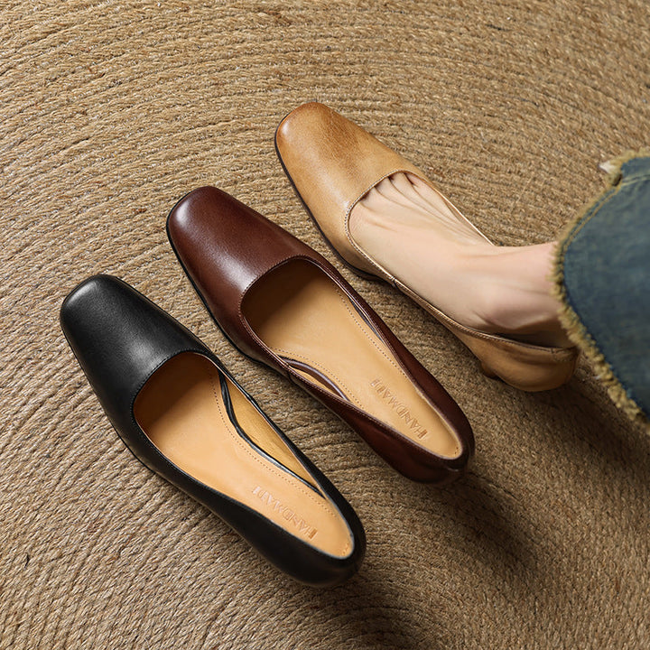 Joelle | Square Leather Pumps