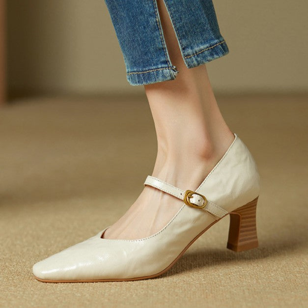 Apolline | Mary Jane Leather Pumps