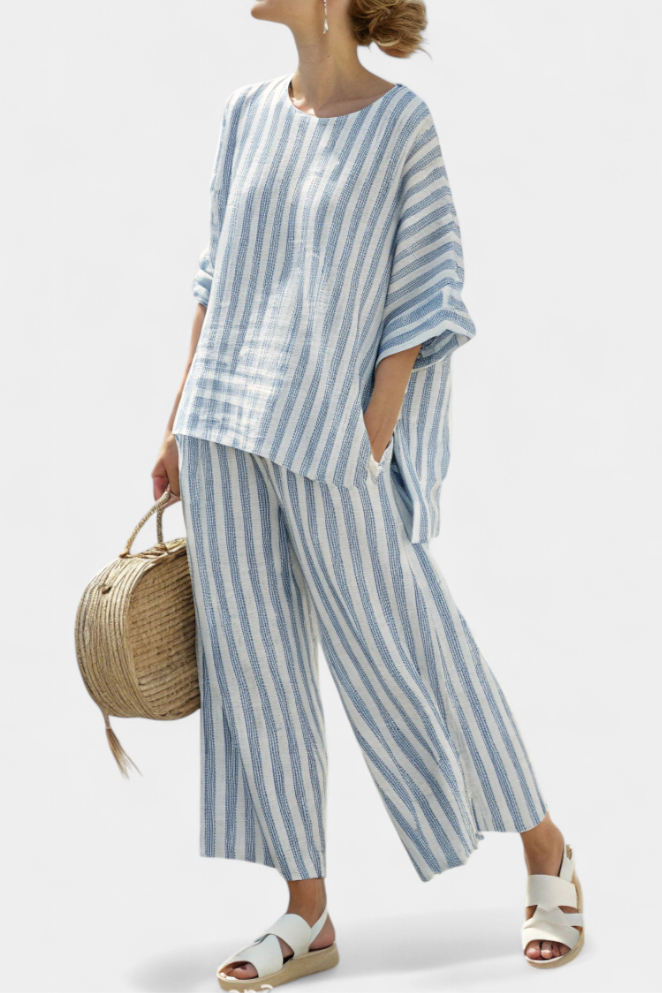 Melinda | Blue Striped Two-Piece Set
