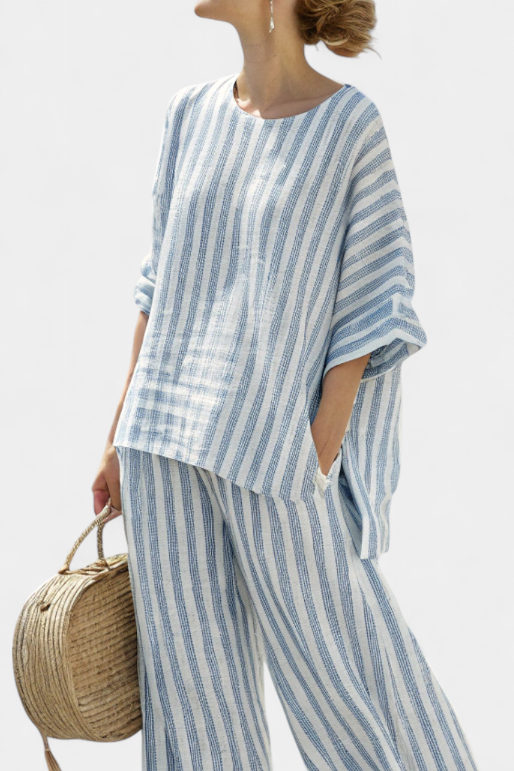 Melinda | Blue Striped Two-Piece Set