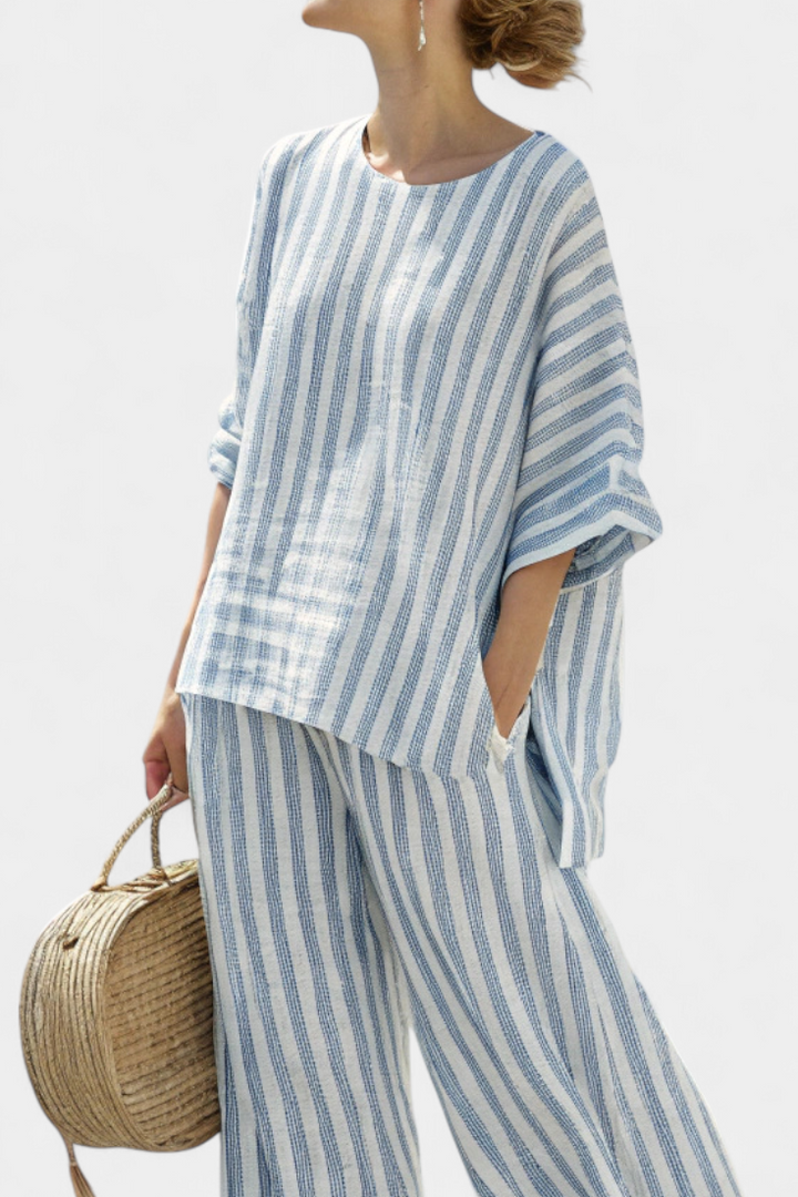 Melinda | Blue Striped Two-Piece Set