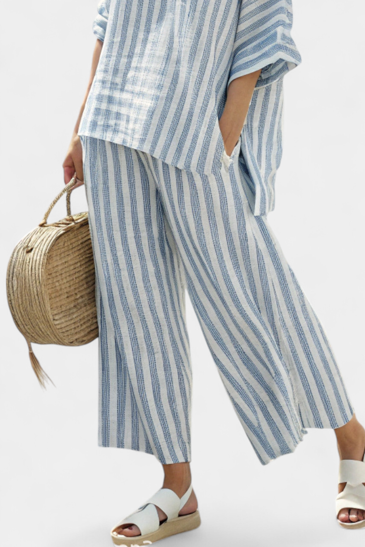 Melinda | Blue Striped Two-Piece Set