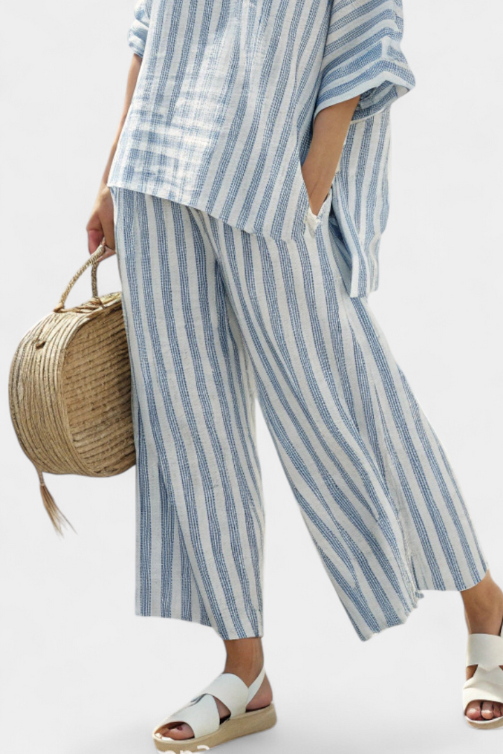 Melinda | Blue Striped Two-Piece Set