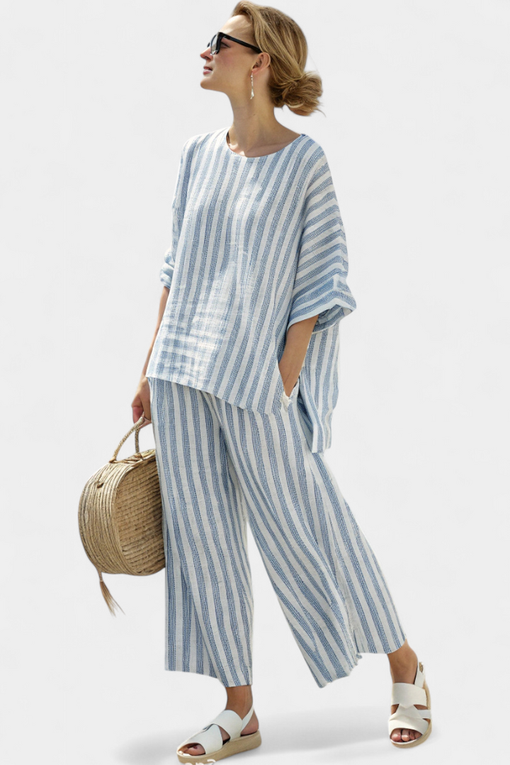 Melinda | Blue Striped Two-Piece Set