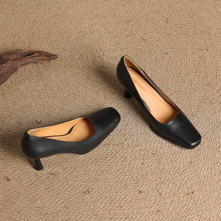Joelle | Square Leather Pumps