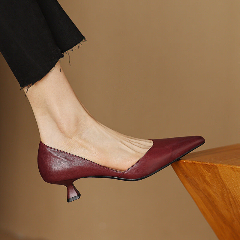 Daria | Leather Kitten Heels