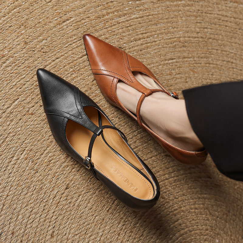 Elke | Leather T-strap Pumps
