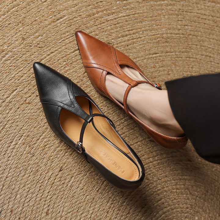 Elke | Leather T-strap Pumps