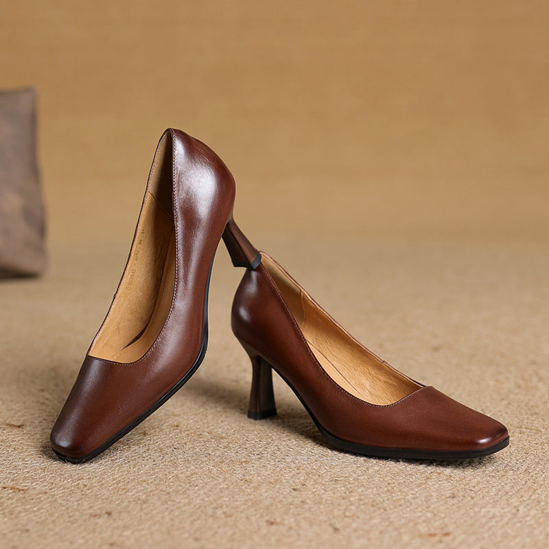 Joelle | Square Leather Pumps