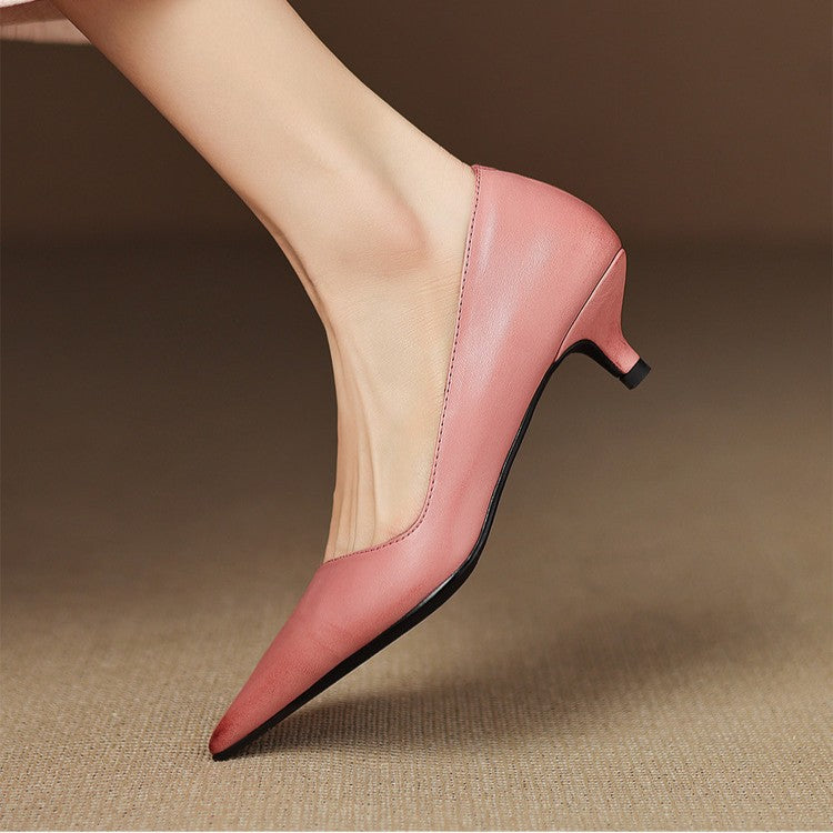 Oceane | Leather Kitten Heel Pumps