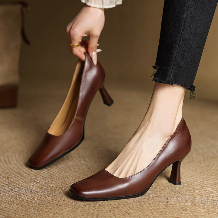 Joelle | Square Leather Pumps