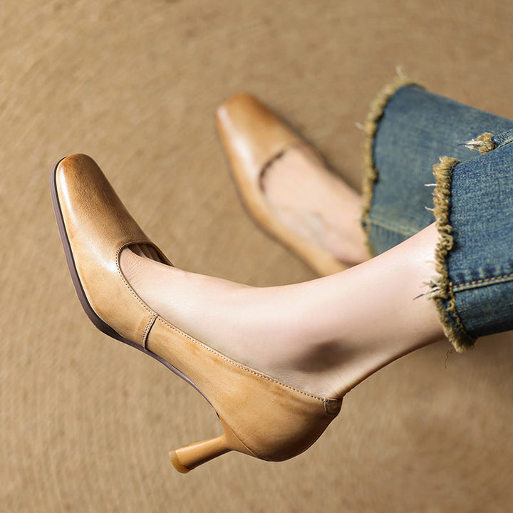 Joelle | Square Leather Pumps