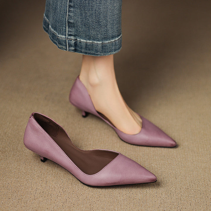 Oceane | Leather Kitten Heel Pumps