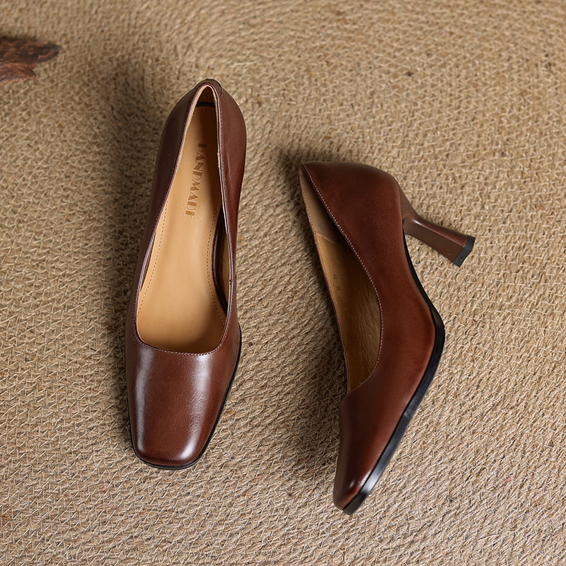 Joelle | Square Leather Pumps