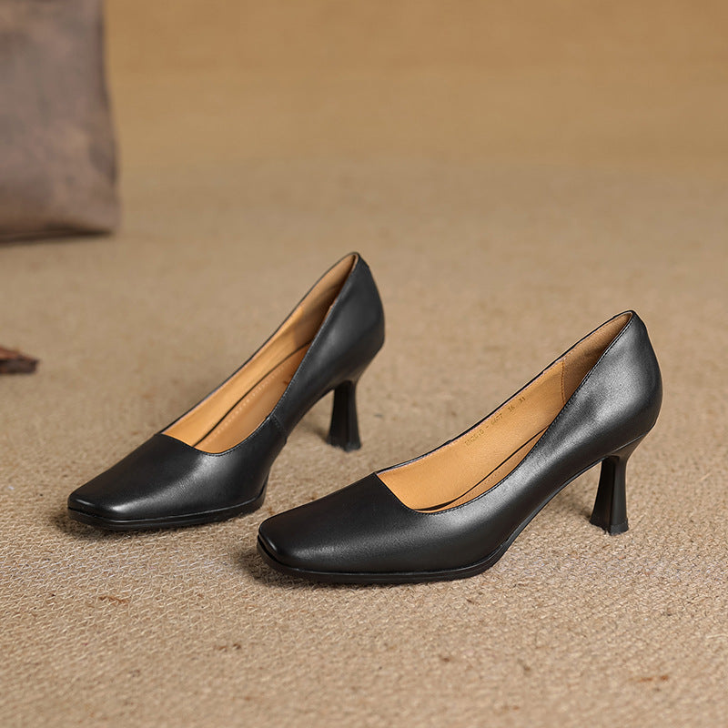 Joelle | Square Leather Pumps