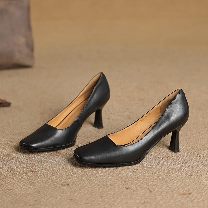 Joelle | Square Leather Pumps