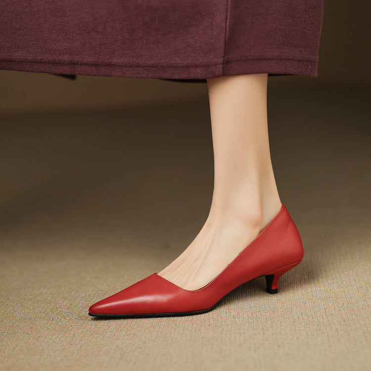 Oceane | Leather Kitten Heel Pumps