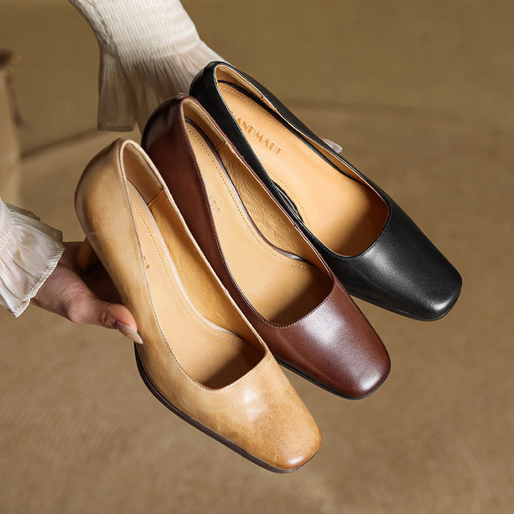 Joelle | Square Leather Pumps