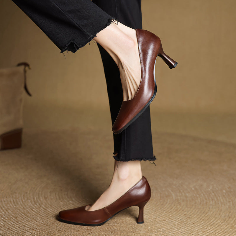 Joelle | Square Leather Pumps