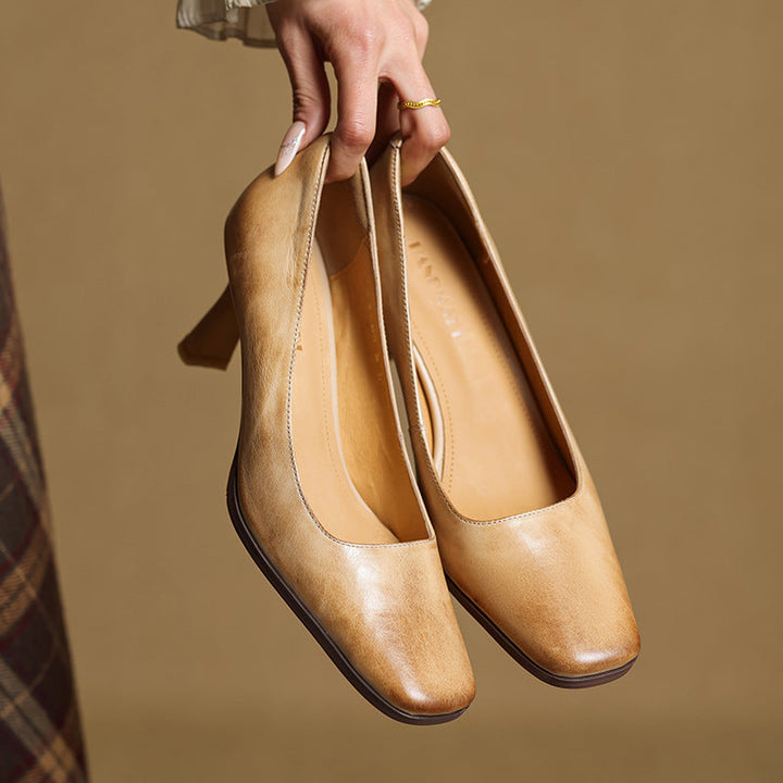 Joelle | Square Leather Pumps