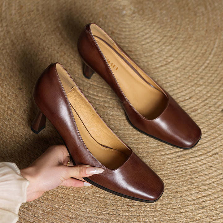 Joelle | Square Leather Pumps