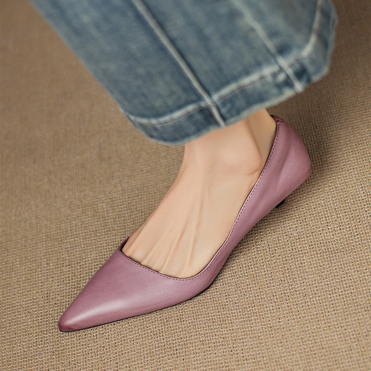 Oceane | Leather Kitten Heel Pumps